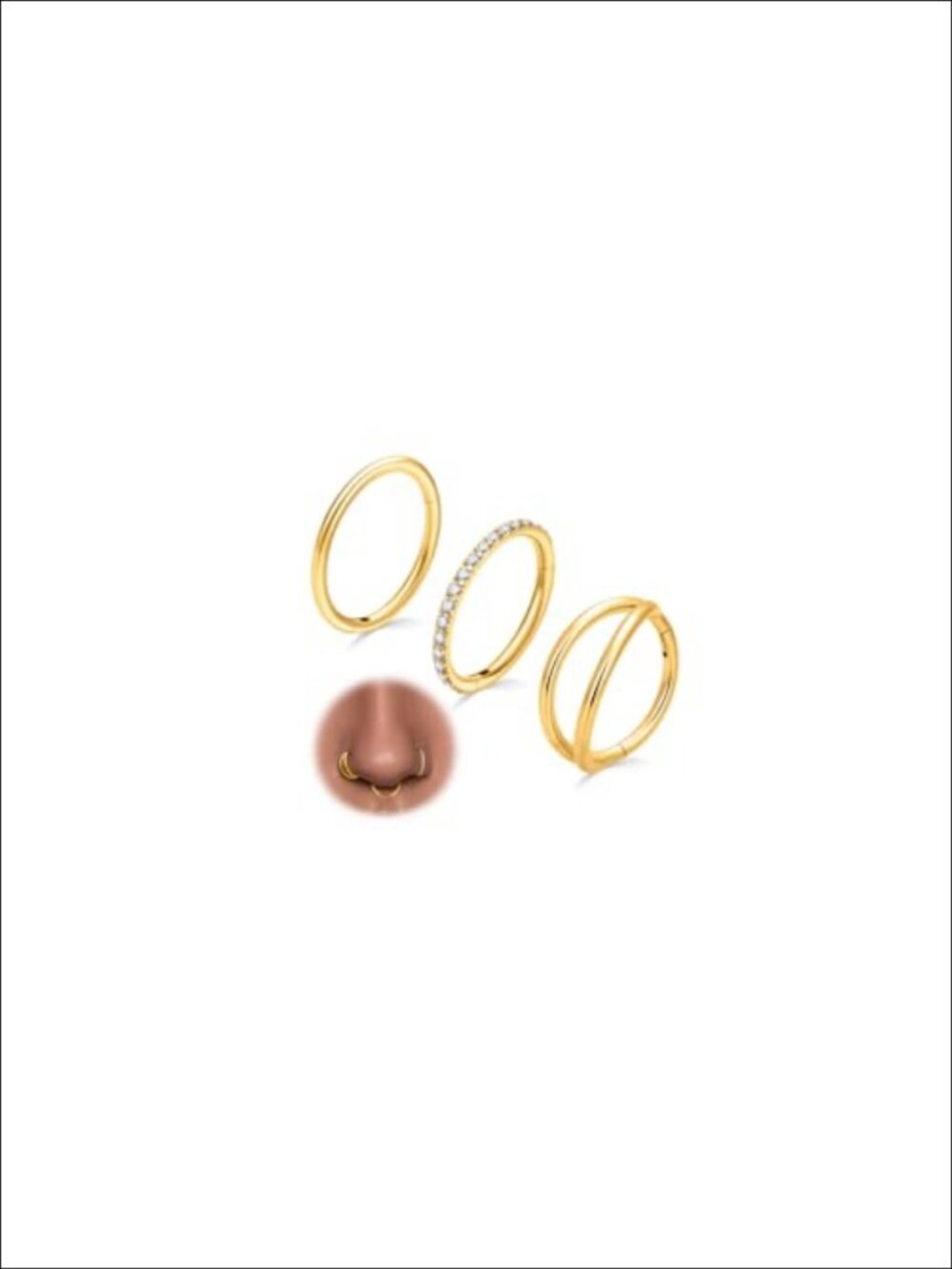 16G 18G 20G Surgical Steel Nose Ring Set Seamless Hinged Clicker Hoops 7mm-10mm